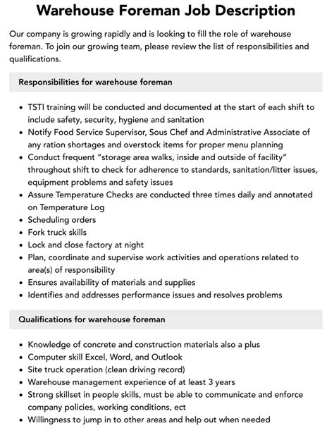 metal fabrication shop foreman job description|Sheet Metal Foreman Job Description .